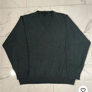Geoffrey Beene Sweater Mens XL V Neck Pullover 100% Wool Blue Long Sleeve new